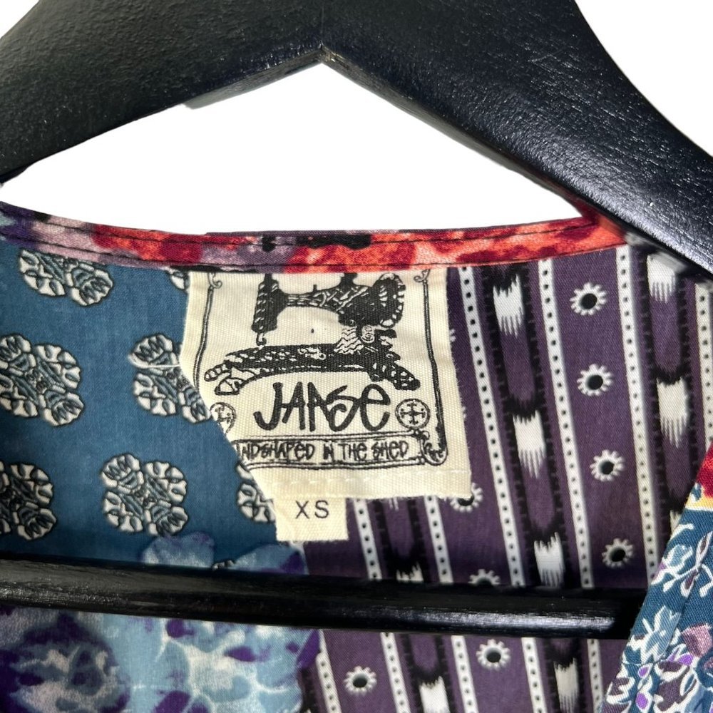 Jaase Black Multicolor Patchwork Button Up Half S… - image 5